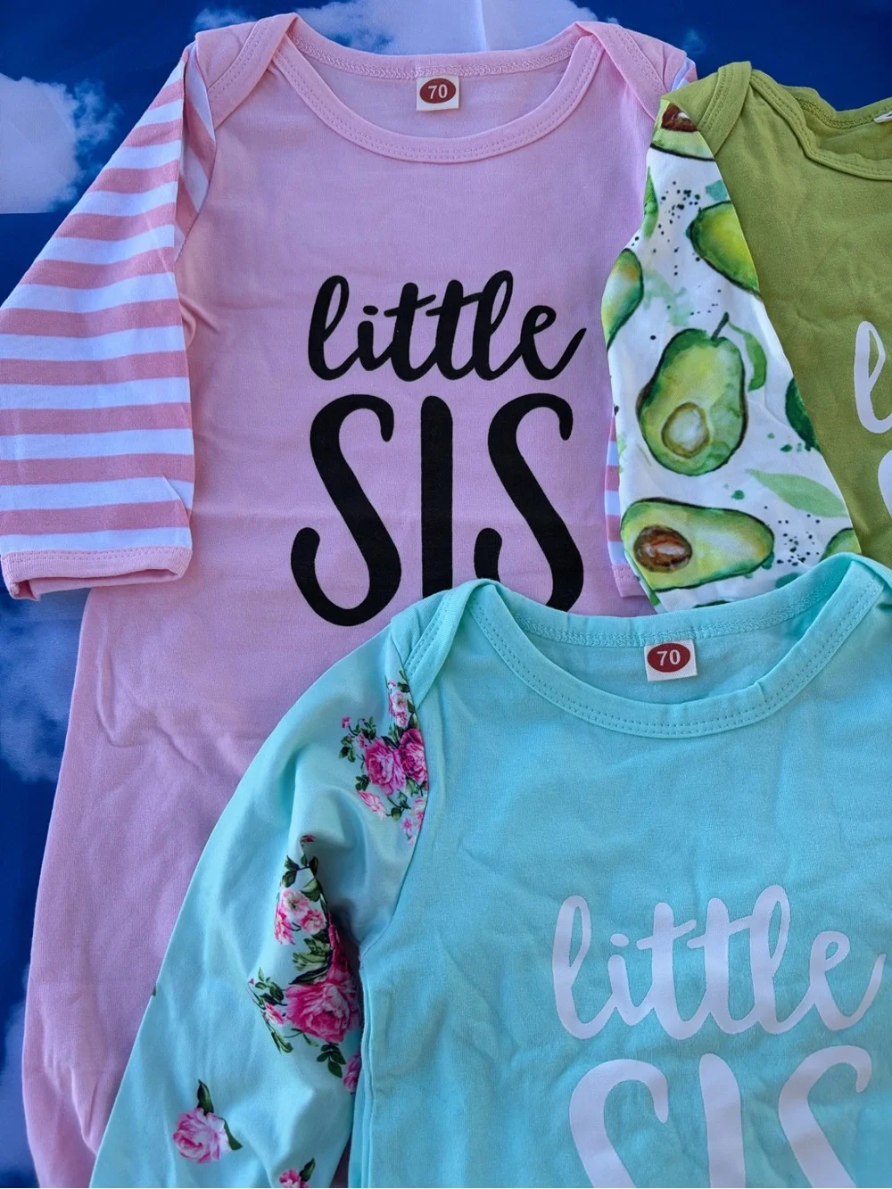 Baby girl pajamas, little sister, striped, long sleeve Size 6/12 Months